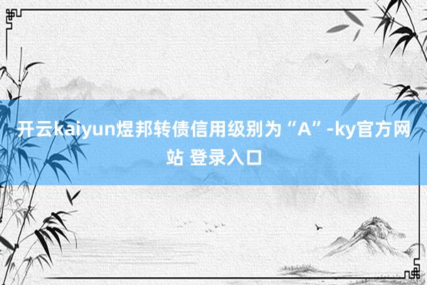 开云kaiyun煜邦转债信用级别为“A”-ky官方网站 登录入口