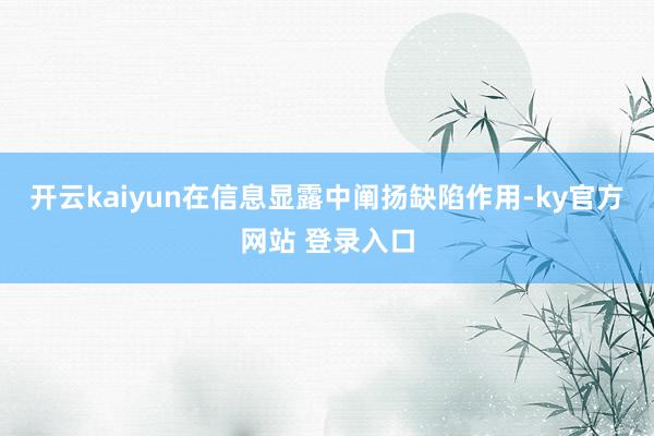 开云kaiyun在信息显露中阐扬缺陷作用-ky官方网站 登录入口