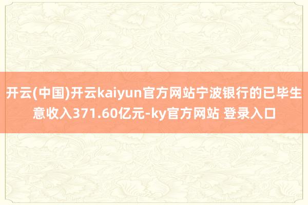 开云(中国)开云kaiyun官方网站宁波银行的已毕生意收入371.60亿元-ky官方网站 登录入口