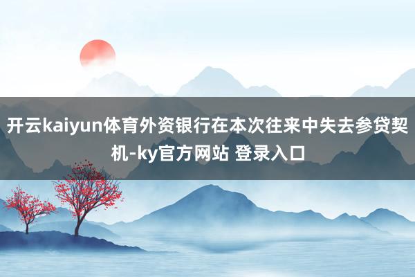 开云kaiyun体育外资银行在本次往来中失去参贷契机-ky官方网站 登录入口