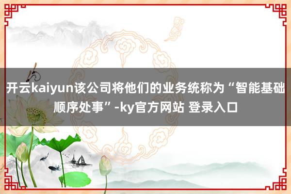 开云kaiyun该公司将他们的业务统称为“智能基础顺序处事”-ky官方网站 登录入口