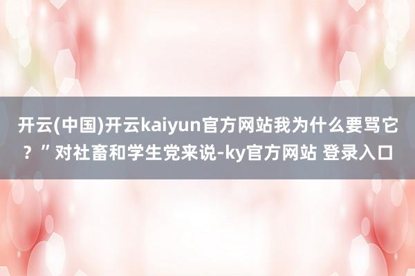 开云(中国)开云kaiyun官方网站我为什么要骂它？”对社畜和学生党来说-ky官方网站 登录入口